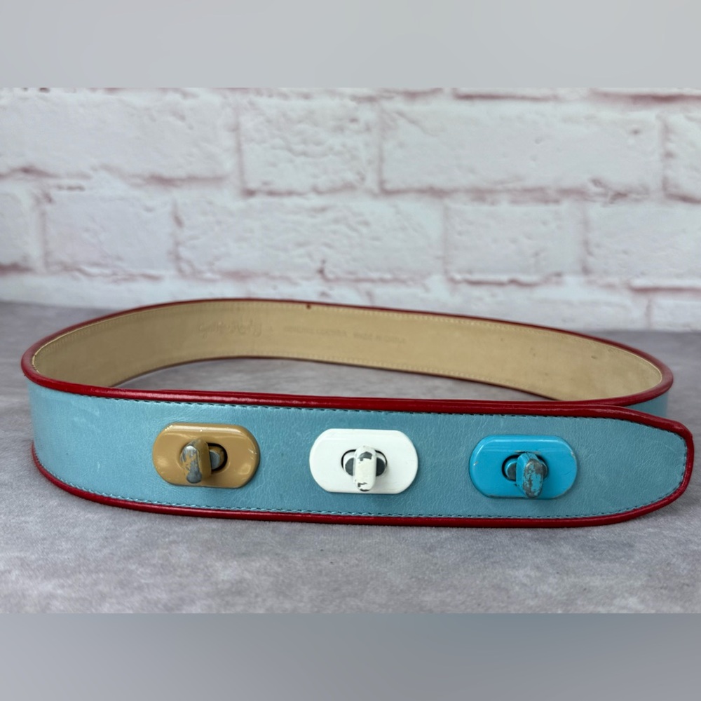 Vintage Cynthia Rowley Blue Leather Belt Large